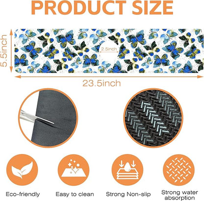 Kitchen Faucet Mat Colorful Butterfly Animals Kitchen Sink Splash Guard Faucet Mat,1 PC Splash Guard Behind Faucet Drip Catcher for Kitchen,Dish Drying Mat,Bathroom Faucet Mat 23.5""X5.5""