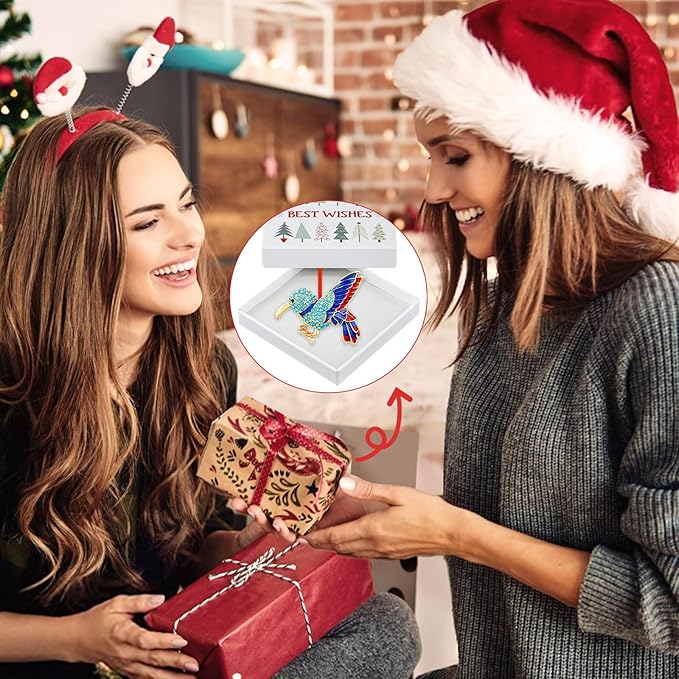 PETCEE Hummingbird Gifts for Women - Blue and Red Metal Bird Christmas Ornaments 2025 Hummingbird Keepsake Ornament for Friend Mother Wife Co Worker Daughter