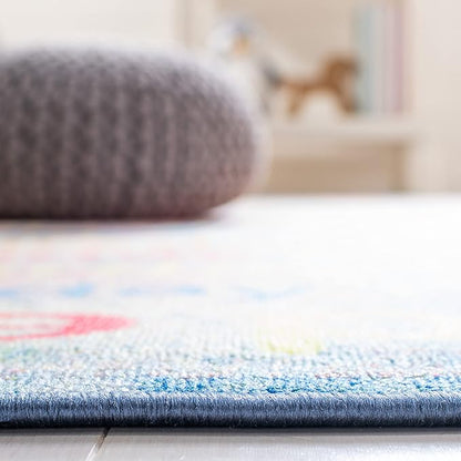 SAFAVIEH Kids Playhouse Collection Accent Rug - 3'3" x 5'3", Blue & Orange, Non-Shedding Machine Washable & Slip Resistant Ideal for High Traffic Areas for Boys & Girls in Playroom (KPH251M)