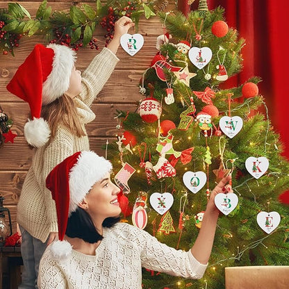 Letter Name Ornament, Personalized Christmas Ornaments, Custom Initial A-Z Ceramic Heart Ornament 2025, Customized Monogrammed Ornaments for Christmas Tree
