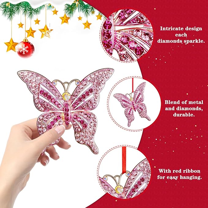 WhatSign Butterfly Christmas Ornament 2025 - Monarch Brilliant Hanging Ornaments for Christmas Tree Decoration Butterfly Keepsake Gifts for Women Girls Kids Nature Lovers