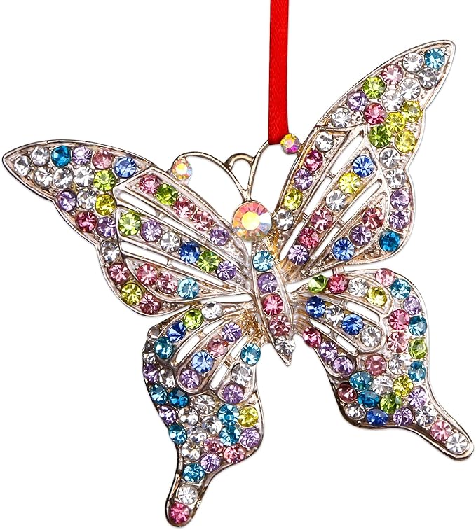 Whatsign Butterfly Christmas Ornaments - Butterfly Gifts for Women Colorful Hanging Ornament for Christmas Tree Decoration Monarch Keepsake Gifts for Girls Sister Nature Lovers