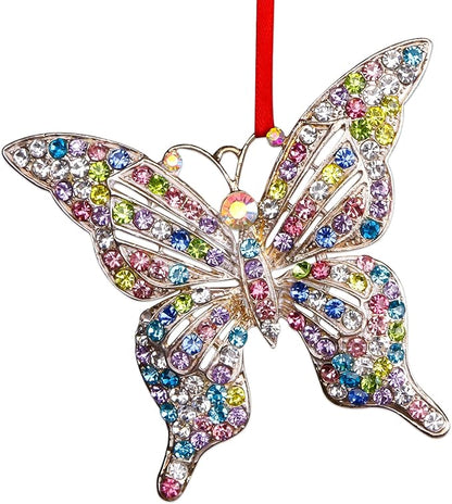 Whatsign Butterfly Christmas Ornaments - Butterfly Gifts for Women Colorful Hanging Ornament for Christmas Tree Decoration Monarch Keepsake Gifts for Girls Sister Nature Lovers
