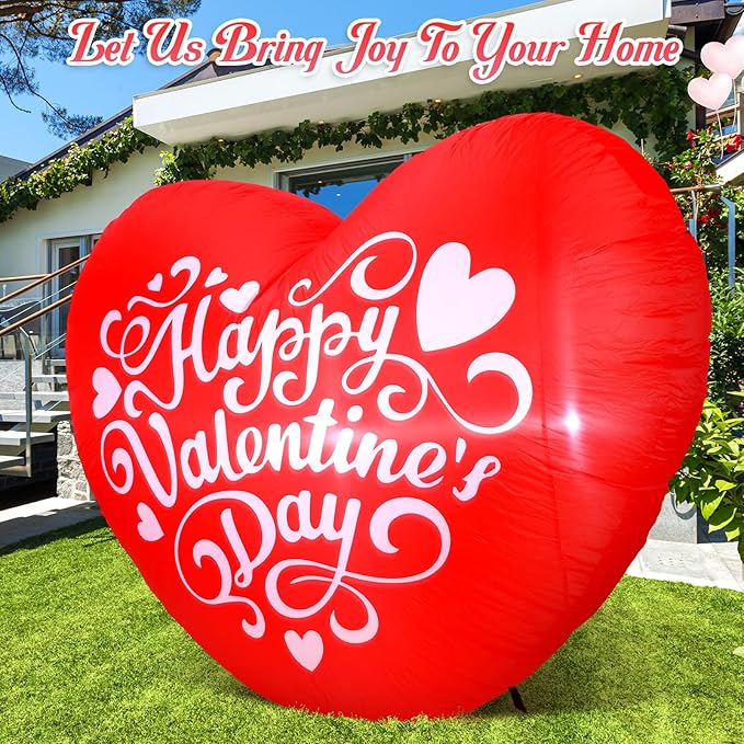 VIHOSE Valentine's Day Blow Up Yard Decorations 4.27 Ft Mardi Gras Inflatable Decor LED Lights Inflatable Decoration for Romantic Party Wedding Carnival Night Patio Yard(Heart)