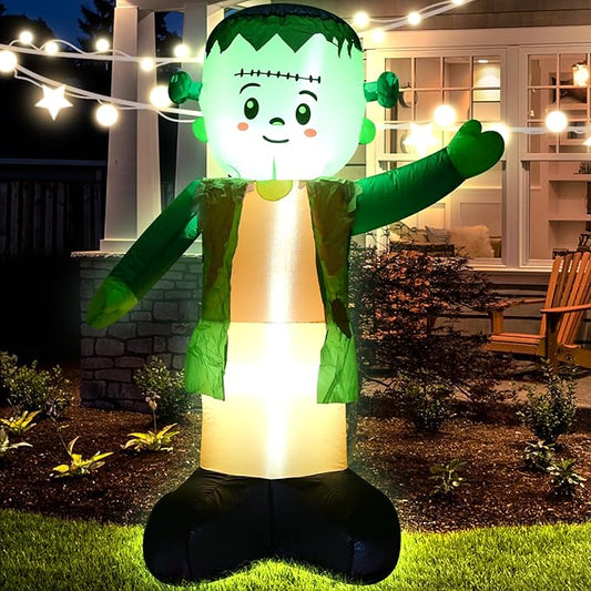 4FT Green Ghost Halloween Inflatable Decor Halloween Parties Holiday Decor Blow Up Decoration with LED Lights Indoor Outdoor Yard Graden Inflatable Decor
