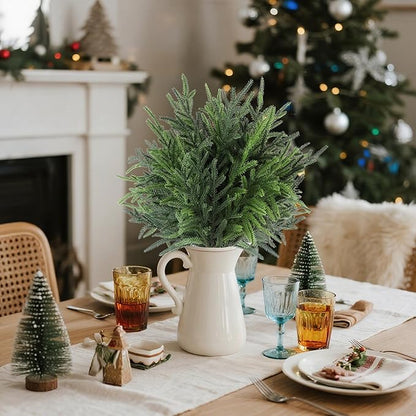 24" Extra Long Artificial Norfolk Pine Stems - 12 Pack Real Touch Christmas Greenery for DIY Wreaths Vase, Large Mantel Decor, Indoor/Outdoor Holiday Arrangements (Faux Pine Branches)