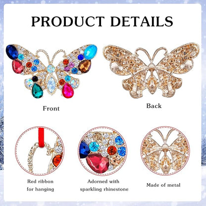 PETCEE Metal Butterfly Christmas Ornaments 2025 Monarch Butterfly Christmas Tree Ornaments Decorations Colorful Butterflies Keepsake Hanging Ornaments Gifts for Her Women Girls Mom Sisters Grandma