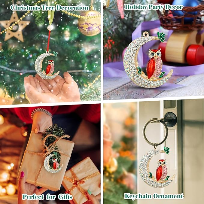 PETCEE Red Owl Christmas Ornaments - Funny Owl Ornaments for Christmas Tree 2025 Owls Hanging Ornament Decorations Cute Xmas Hanging Tree Ornament Keepsake Gifts for Kids Boys Girls Family Friends