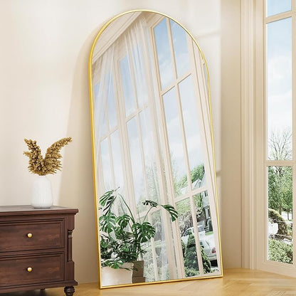 Antok Arched Full Length Mirror, 76"x34" Arched Floor Mirror, Glassless Mirror Full Length with Stand, Floor Mirrors Freestanding, Wall Mounted Mirrors for Bedroom Living Room, Gold