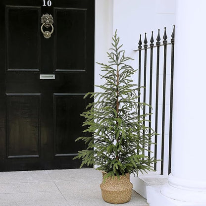 2 Pcs Artificial Norfolk Pine Tree - 4ft (48") Faux Christmas Tree Fake Potted Plants for Indoor Outdoor Home Front Porch Christmas Decor