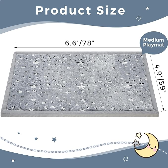 MAXYOYO Baby Play Mat, 1.2" Thick Memory Foam Soft Padded Carpet with Non-Slip Backing, Japanese Tatami Rug Living Room for Kids Toddler Children Nusery