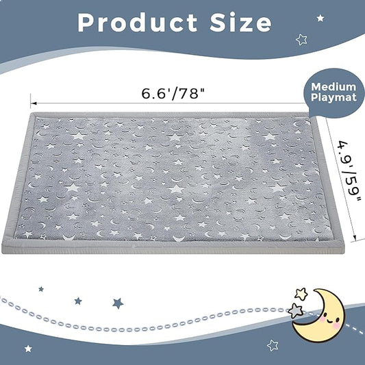 MAXYOYO Baby Play Mat, 1.2" Thick Memory Foam Soft Padded Carpet with Non-Slip Backing, Japanese Tatami Rug Living Room for Kids Toddler Children Nusery