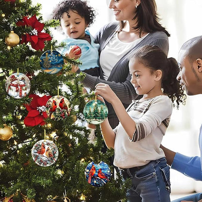 Christmas Tree Forest Ornaments Round Ceramic Ornament Christmas Keepsake Decor for Xmas Tree Winter Holiday Xmas Gift for Women Men Hanging Ornament 3"