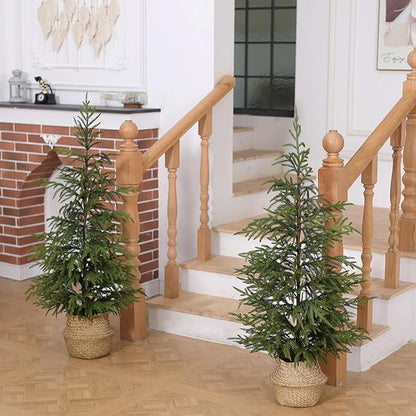 2 Pcs Artificial Norfolk Pine Tree - 4ft (48") Faux Christmas Tree Fake Potted Plants for Indoor Outdoor Home Front Porch Christmas Decor