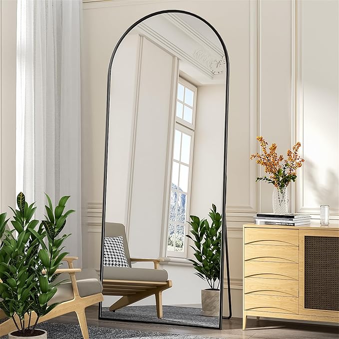 Antok Full Length Mirror, 71"x28" Floor Mirror, Oversized Floor Standing Mirror Freestanding Full Body Mirrors with Stand for Bedroom, Hanging Mounted Mirrors for Living Room Cloakroom, Black