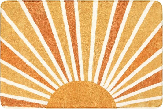Lahome Boho Sun Print Area Rug - 2x3 Small Washable Rug Modern Abstract Non-Slip Area Rug Accent Distressed Throw Rugs Floor Carpet for Bedrooms Living Laundry Room entryway Rug (2'x3', Rainbow Sun)