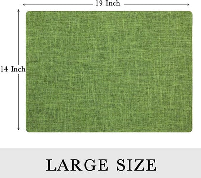 homing Grass Green Cotton Linen Blend Placemats for Dining Table Set of 4 – Washable Farmhouse Kitchen Mats for Indoors & Outdoors, Easy to Clean, 13 x 19 Inch