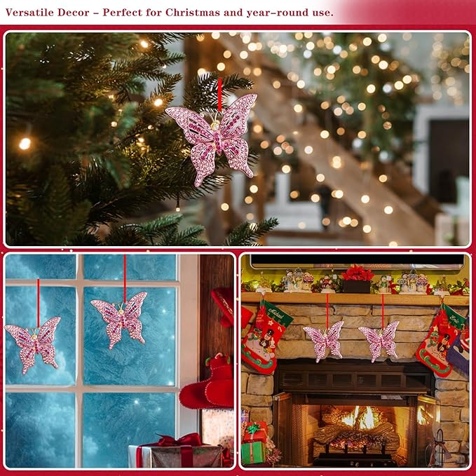 WhatSign Butterfly Christmas Ornament 2025 - Monarch Brilliant Hanging Ornaments for Christmas Tree Decoration Butterfly Keepsake Gifts for Women Girls Kids Nature Lovers