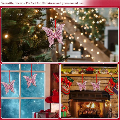 WhatSign Butterfly Christmas Ornament 2025 - Monarch Brilliant Hanging Ornaments for Christmas Tree Decoration Butterfly Keepsake Gifts for Women Girls Kids Nature Lovers