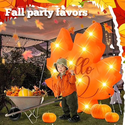 VIHOSE Fall Inflatable Decorations 5. 25 ft Thanksgiving Blow up Decor Fall Maple Leaves LED Lights Inflatable Decoration for Autumn Harvest Indoor Outdoor Yard Garden Lawn Party
