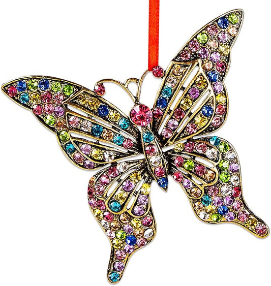 WhatSign Butterfly Christmas Ornaments - Metal Monarch Butterfly Ornament for Christmas Tree Decorations Unique Christmas Keepsake Ornaments Gifts for Girls Women Kids Sister