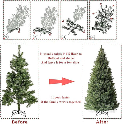 CASA CLAUSI 6ft Artificial Christmas Tree Premium Pine Xmas Tree with 1000 Branch Tip, 1 Minute Christmas Tree Unlit Realistic Holiday Party Décor for Home Office, Foldable Stand, Easy Assembly
