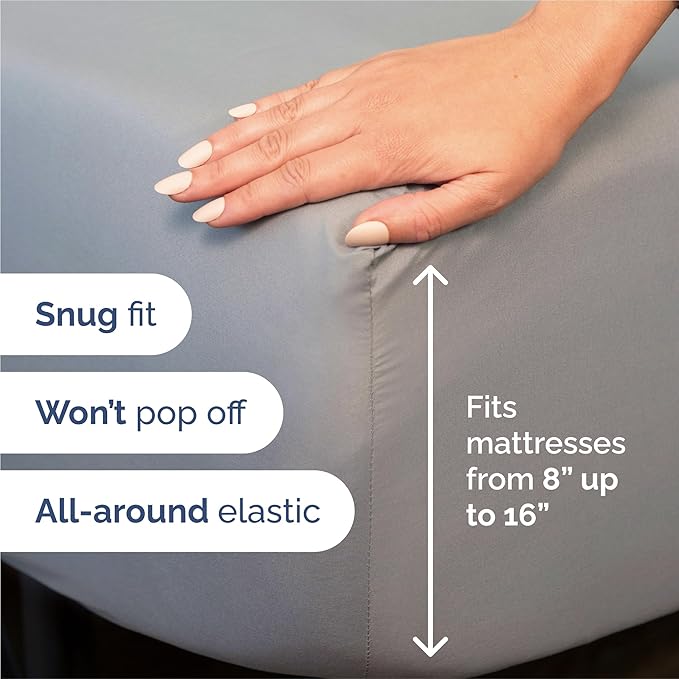 CGK Linens King 6 Piece Sheet Set - Cooling Sheets for Hot Sleepers - Hotel Luxury Bedding Set with 8-16 Inch Deep Pockets - 1 Flat & 1 Fitted & 4 Pillowcases - Soft, Comfy & Wrinkle Free - Steel Blue