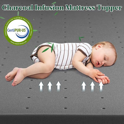 Firm Mattress Topper King Size, 3 Inch High Density Support Foam with Washable Deep Protector, Bed Topper with Ventilated Design, Enhanced Support for Back Pain&Pressure Relief,CertiPUR-US