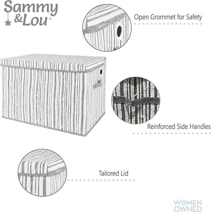 Sammy & Lou Collapsible Felt Soft Toy Box Toy Chest for Toddlers Toy Storage Organizer with Handles and Hinged Lid, 22 x 14.5 x 15 inches, Birch