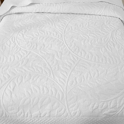 MarCielo 3-Piece 100% Cotton Oversized Bedspread Lightweight Quilt Coverlet Embroidery Farmhouse Bedding Set T0 (Bright White, Twin (68"x86"))