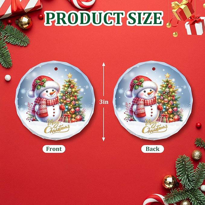 Christmas Ornaments Snowman Ornaments, Crystal Glass Ornaments for Christmas Tree Decoration - Holiday Hanging Ornament - 2025 Christmas Tree Ornament.