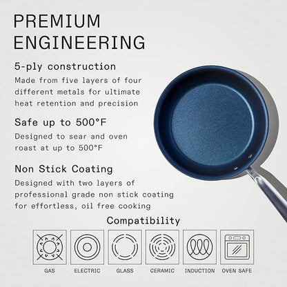 Made In Cookware - ProCoat 10" Non Stick Frying Pan (Harbour Blue) - 5 Ply Stainless Clad Nonstick - Professional Cookware - Crafted in USA - Induction Compatible