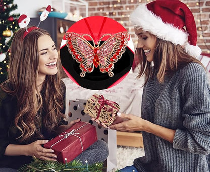 PETCEE Butterfly Christmas Ornaments 2025 Metal Monarch Butterfly Ornaments for Christmas Tree Decorations Red Monarch Hanging Ornament Keepsake Gifts for Women Girls Sisters Mom Grandma