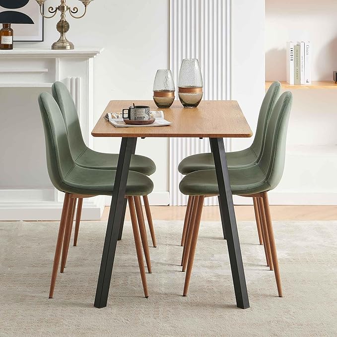 Velvet Dining Chairs Set of 4 - Modern Seating with Metal Legs for Living, Bedroom,Dining Room - Green Chairs for Dining Room, Chair Set for 4