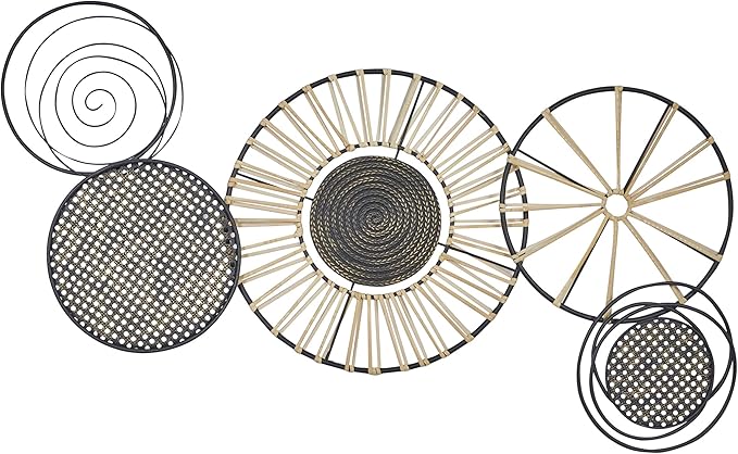 Deco 79 Metal Plate Home Wall Decor Wall Sculpture with Textured Pattern, Wall Art 47" x 2" x 21", Black