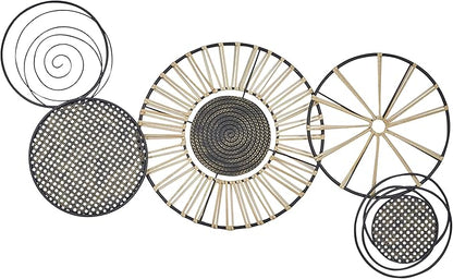 Deco 79 Metal Plate Home Wall Decor Wall Sculpture with Textured Pattern, Wall Art 47" x 2" x 21", Black