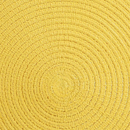 SHACOS Round Braided Placemats Set of 8 Washable Table Mats 15 inch Round Placemat Cotton Polyester Circle Placemat for Dining Table (Yellow, 8)