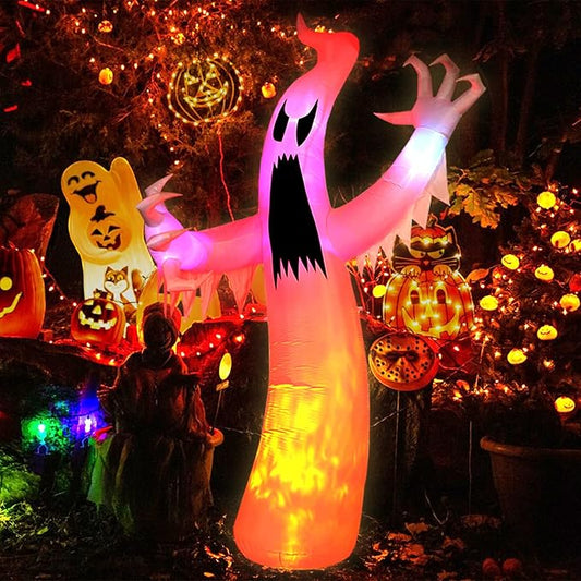 12FT Halloween Inflatables Colorful Ghost Outdoor Halloween Decoration Blow Up for Halloween Outdoor Yard Decorations, Garden, Lawn (12FT Ghost)