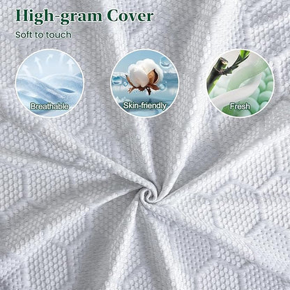 Firm Mattress Topper Full Size, 4 Inch High Density Support Foam with Washable Protector, Charcoal Bed Topper with Ventilated Design for Back Pain&Pressure Relief,CertiPUR-US
