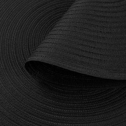 SHACOS Round Braided Placemats Set of 8 Washable Cotton Polyester Woven Round Table Mats for Dining Tables 15 inch (Black, 8)