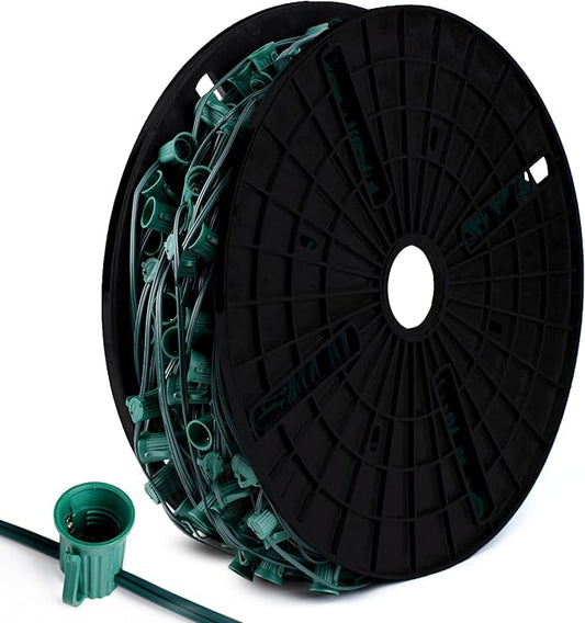 250 FT C9 Spool Wire 12 inch spacing, Commercial, UL Listed C9 Stringer Spool, for Holiday and Christmas Light Wire SPT-1, Indoor/Outdoor Compatability C9 Light Stringer (C9-250 Feet)