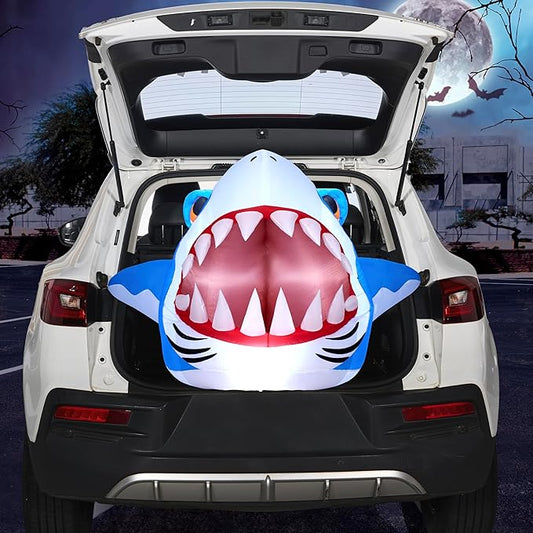Joiedomi Halloween Inflatables Outdoor Decor, Trunk Or Treat Decoration, Halloween Blow Ups Decorations Shark with Built-in LEDs for Car Yard Decor