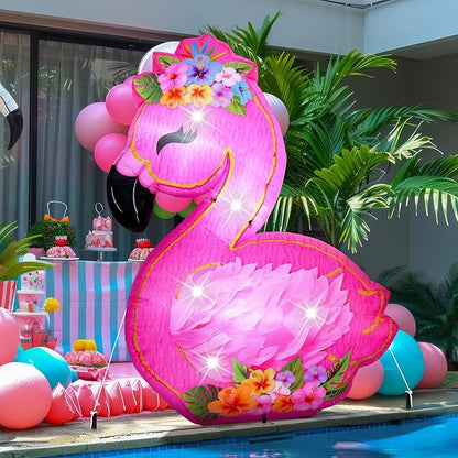 VIHOSE 5.5 ft Inflatable Flamingo Outdoor Decoration Built-in LED Lights Blow up Pink Flamingo for Summer Yard Garden Birthday Luau Beach Party