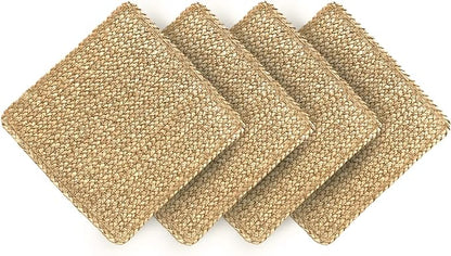 Square Woven Placemats Set of 4 Straw Table Placemat Extra Wide Braided Rattan Place Mats for Square Plates Farmhouse Placemat Wipeable Wicker Outdoor Placemats for Patio Table 13.4''