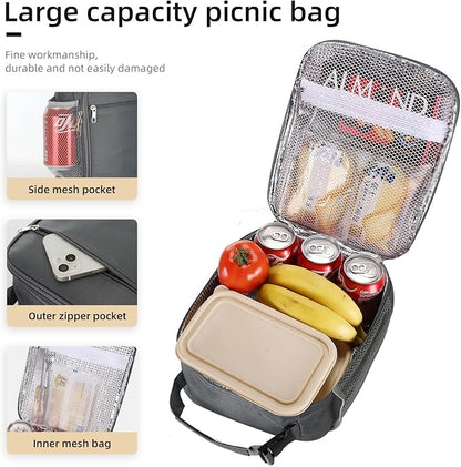Lunch box Lunch bag for men women Insulated Lunchbox Lunch bags for Work Picnic Travel (Grey)