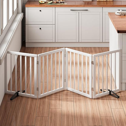 37-74" Wide Dog Gate 4 Panel Dog Gates for Stair Doorways House Indoor Freestanding Pet Gates for Dogs, Doogie Puppy Fences
