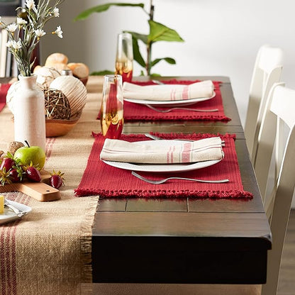 DII Variegated Tabletop Collection, Placemat Set3x19, Tango Red, 6 Piece