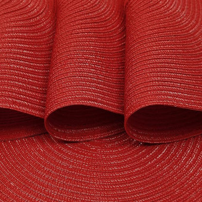 SHACOS Round Braided Placemats Set of 8 Washable 15 inch Round Table Mats Non Slip Woven Place Mats for Dining Table (Red, 8)