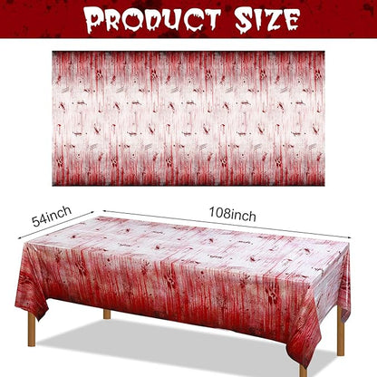 12 Pcs Bloody Print Halloween Photography Background Horror Theme Plastic Backdrop Blood Dripping Tablecloth for Scary Halloween Birthday Party Decor Supplies, 108 x 54 Inch