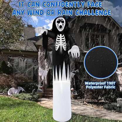 B&D 12FT Giant Halloween Inflatables Outdoor Decorations, Grim Reaper Skull Inflatable Halloween Decorations Built-in LED Lights Scary Blow Up Ghost Decorations for Holiday Party Yard Garden Lawn
